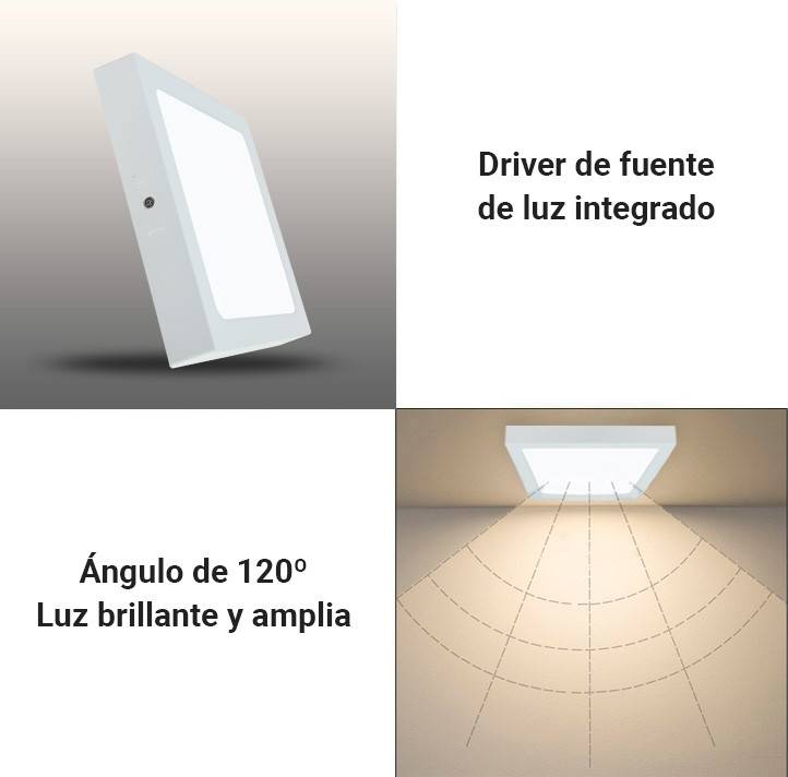 Plafón LED cuadrado 18W Alta Eficiencia