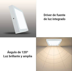 Plafón LED cuadrado 18W Alta Eficiencia