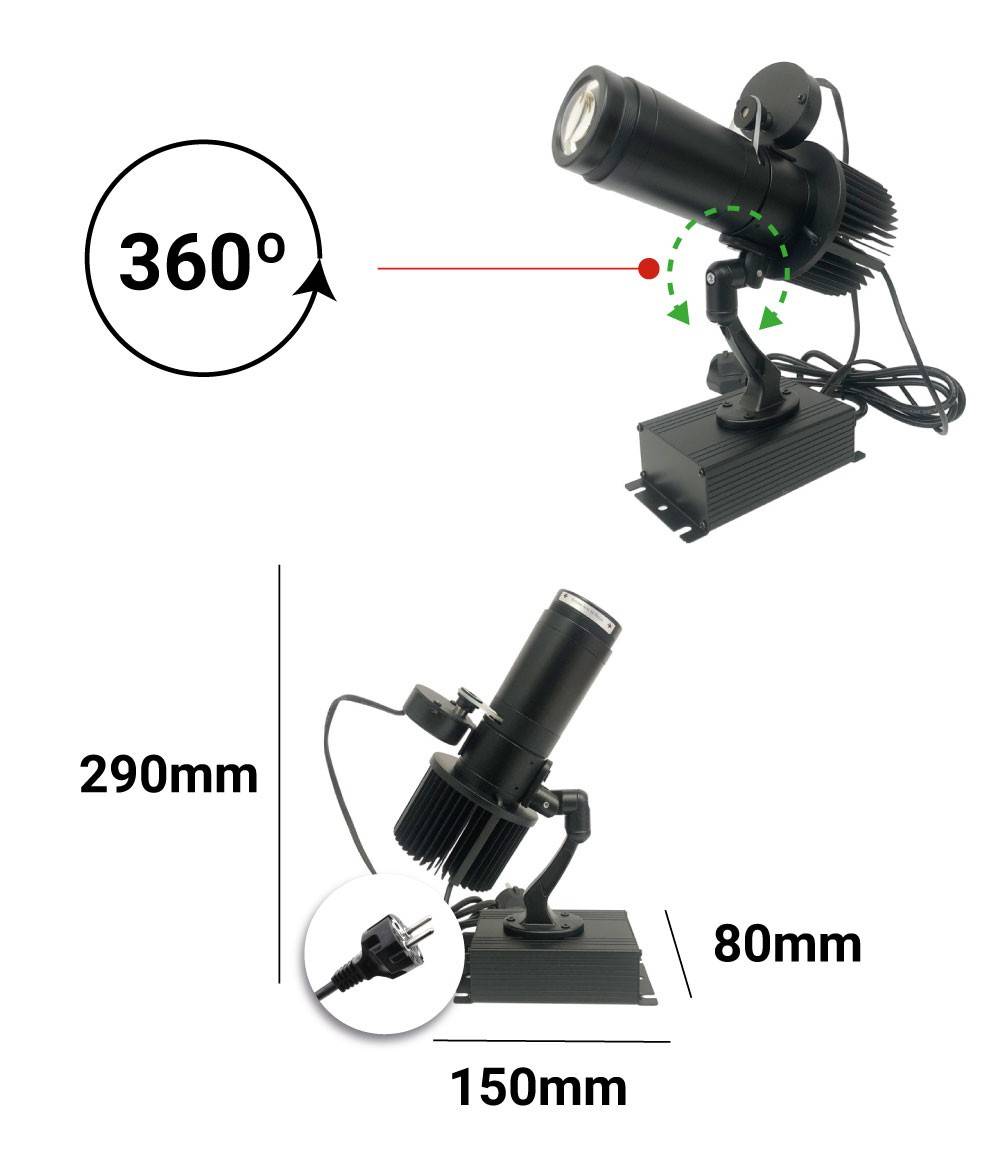 Proyector de logos LED GOBO 50W rotativo interior - Óptica 20° - IP20