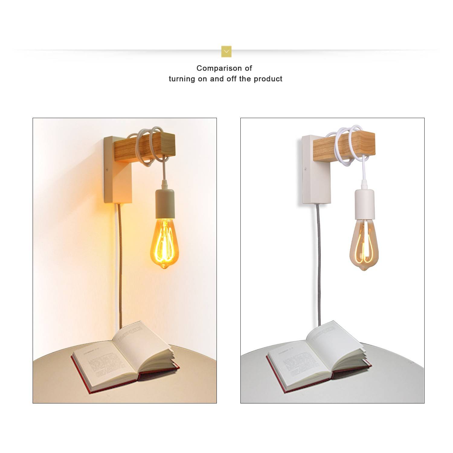 Apliques de pared madera "RUDER" - Con interruptor y enchufe - E27