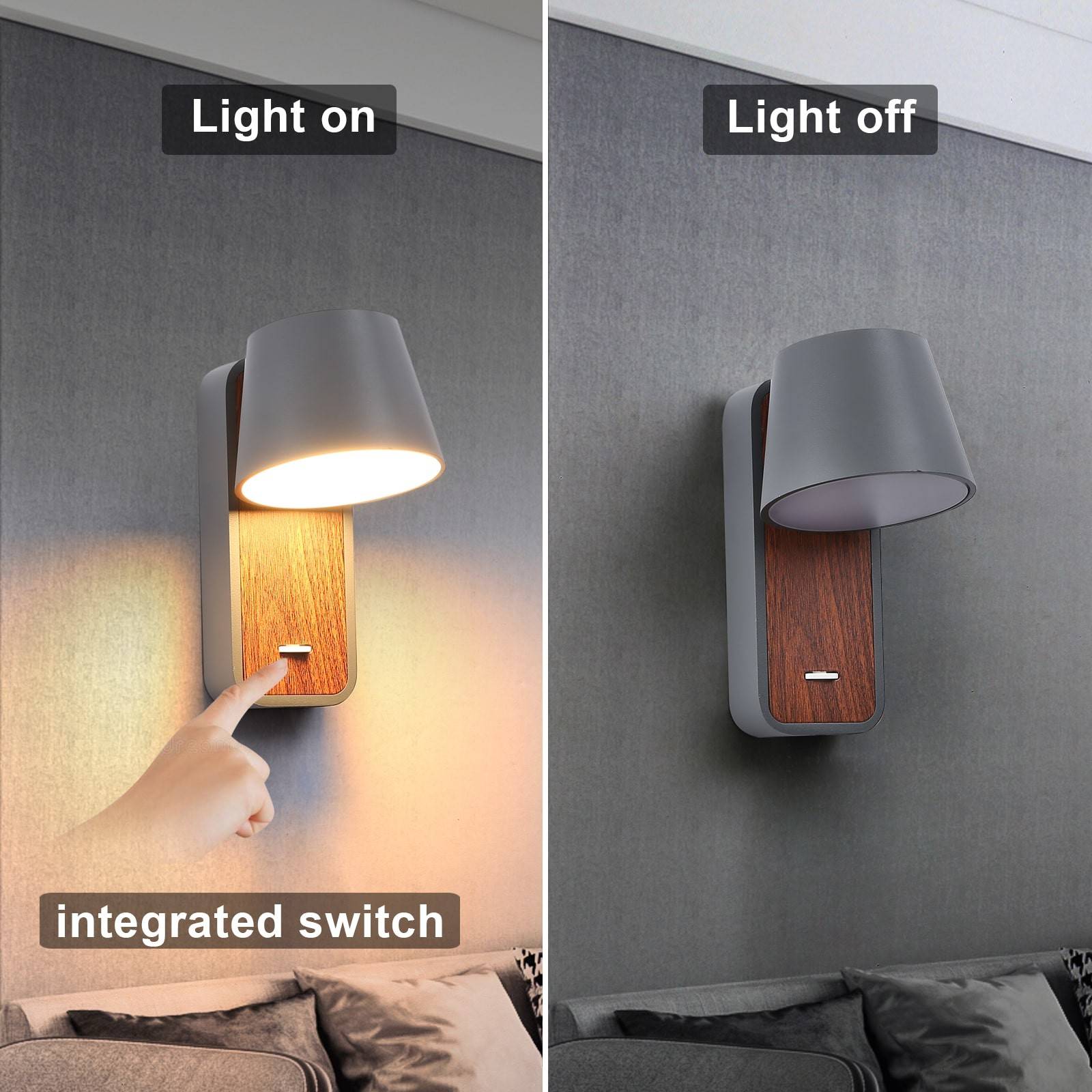 Aplique LED para Dormitorio de Madera rotatorio "KOPPEN" 6W 2700K