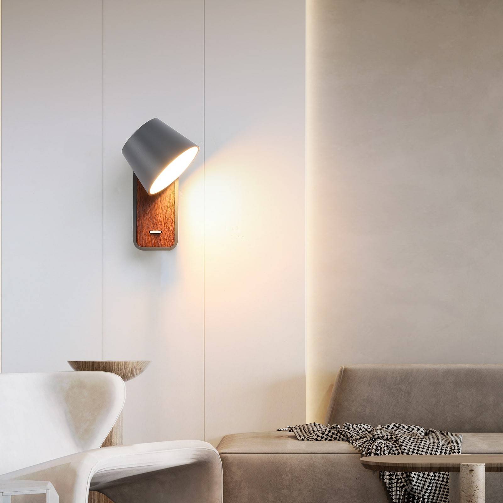 Aplique LED para Dormitorio de Madera rotatorio "KOPPEN" 6W 2700K