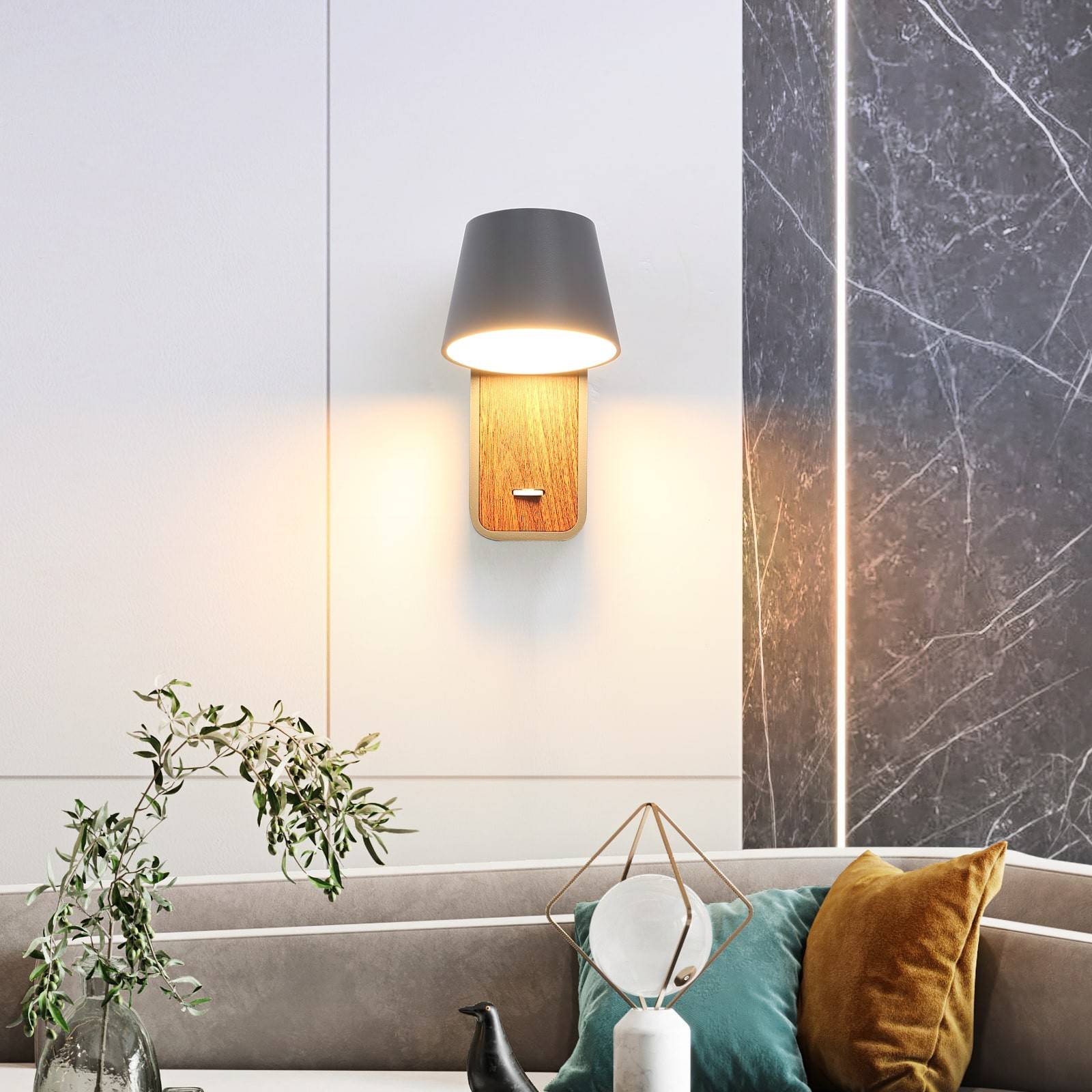 Aplique LED para Dormitorio de Madera rotatorio "KOPPEN" 6W 2700K