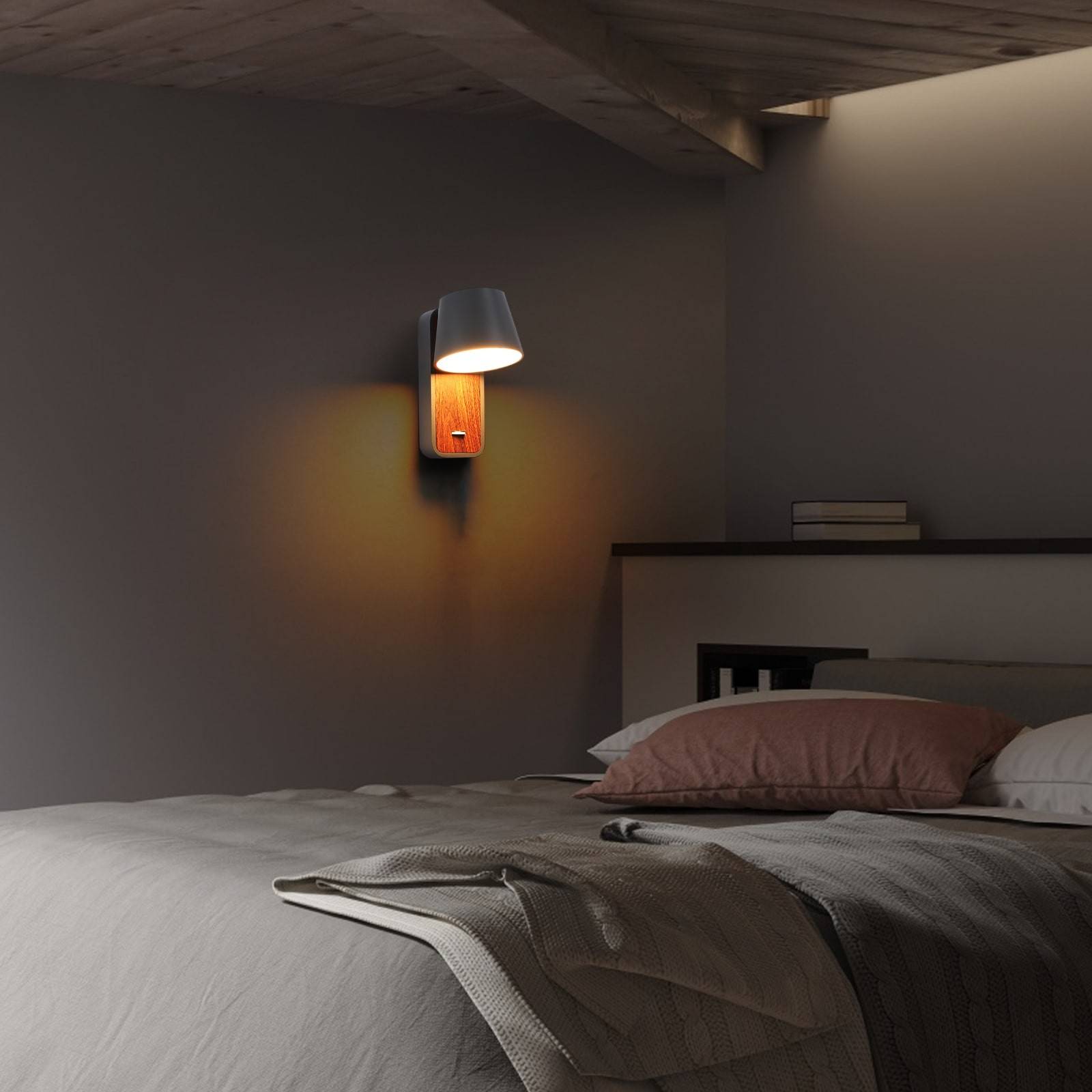 Aplique LED para Dormitorio de Madera rotatorio "KOPPEN" 6W 2700K
