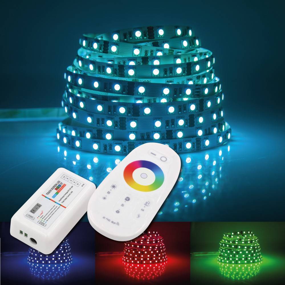 Controlador + control remoto LED RGBW 12/24V 4 canales