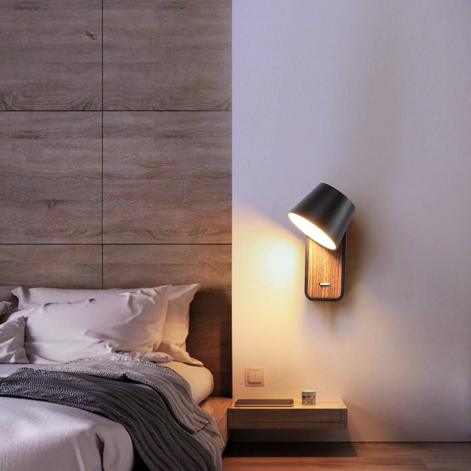 Aplique LED para Dormitorio de Madera rotatorio "KOPPEN" 6W 2700K