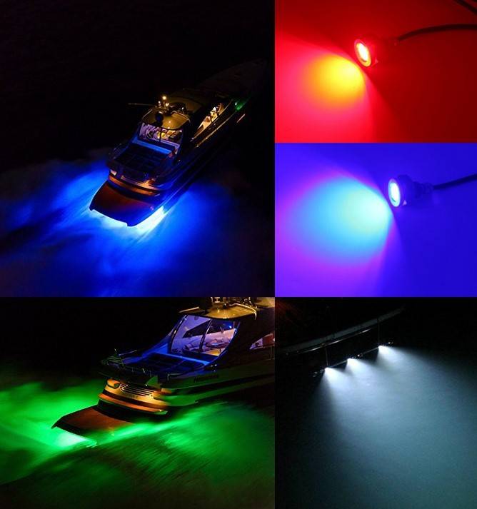 Foco LED sumergible RGB para embarcaciones 12V - 27W - Empotrable en tapón de drenaje