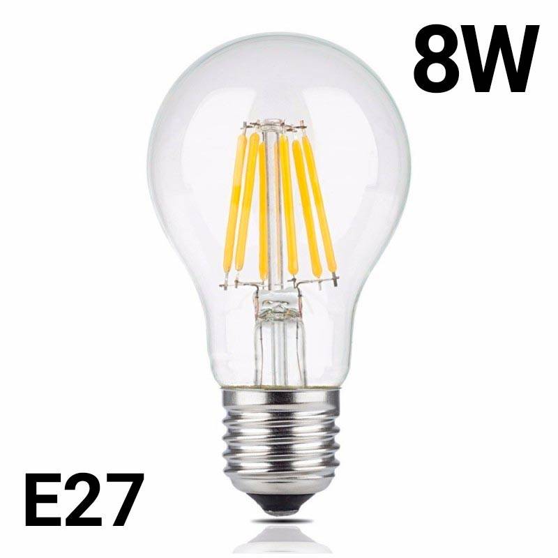Bombilla LED filamento E27 60 - 8W - Transparente