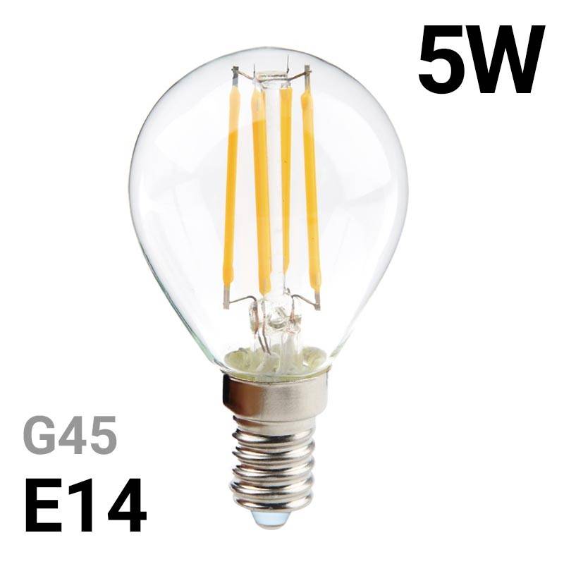 Bombilla LED filamento esférica E14 G45 - 5W