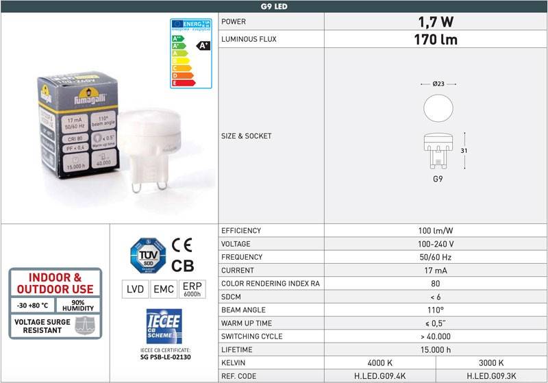 Aplique exterior FUMAGALLI "MAMETE ROUND" - G9 - 1,7W - IP67
