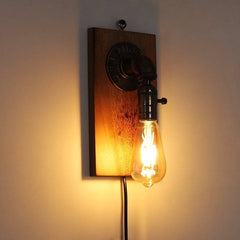 Aplique de pared estilo industrial de madera y metal "Older" - E27