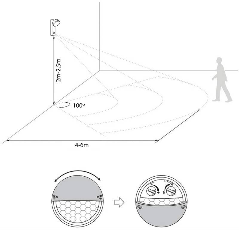 Aplique de pared exterior LED con sensor PIR "ATLAS" 10W IP54