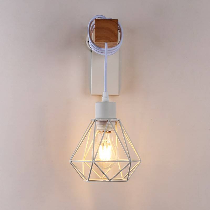 Aplique de pared nórdico jaula "RODEN" - Madera y metal