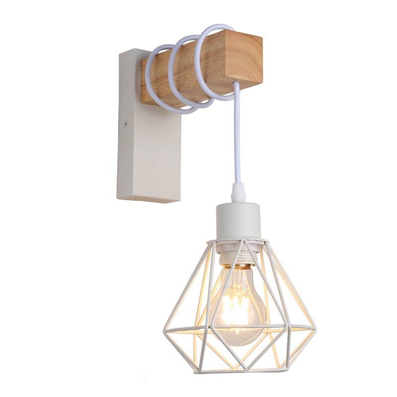 Aplique de pared nórdico jaula "RODEN" - Madera y metal