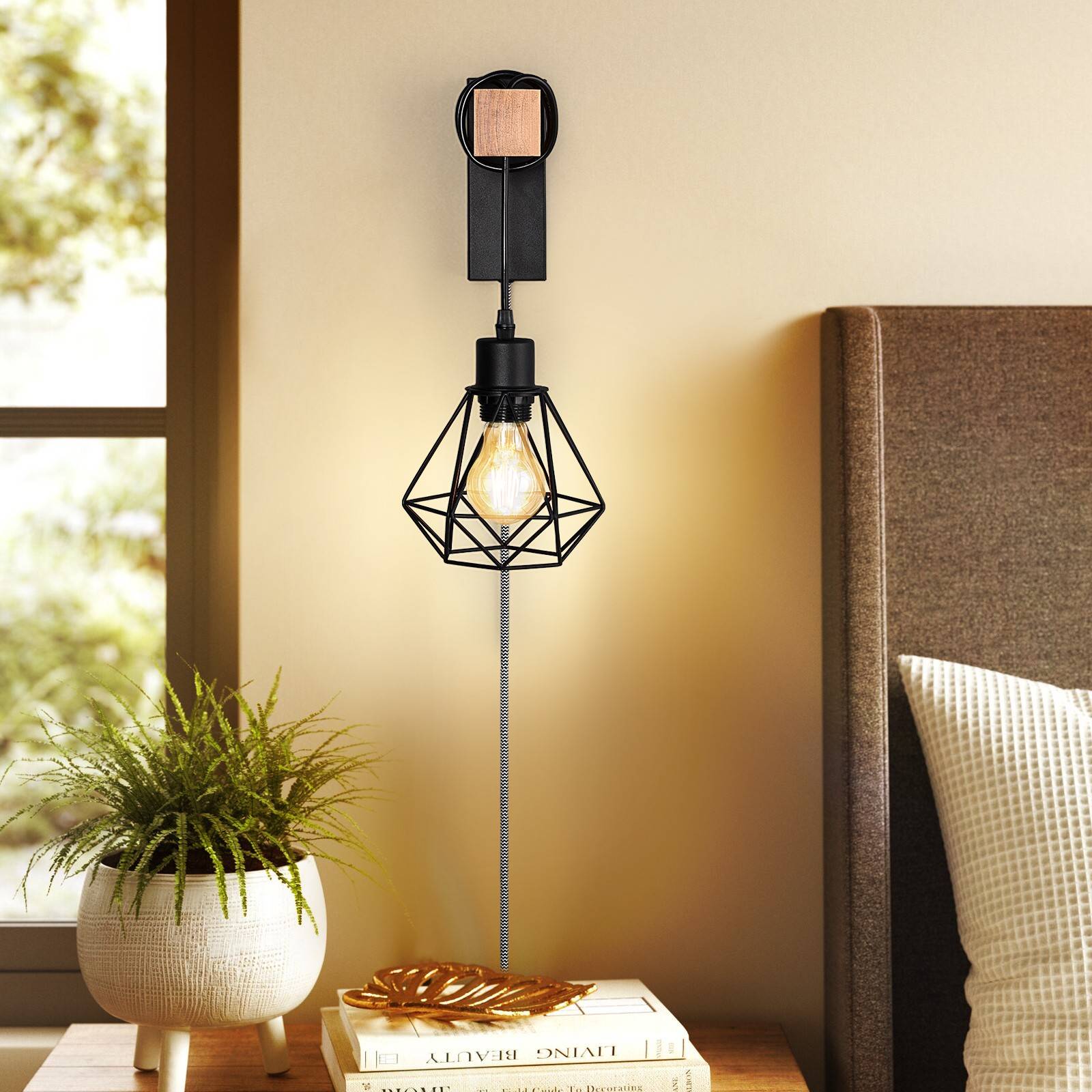 Aplique de pared jaula con cable y enchufe "RODEN"