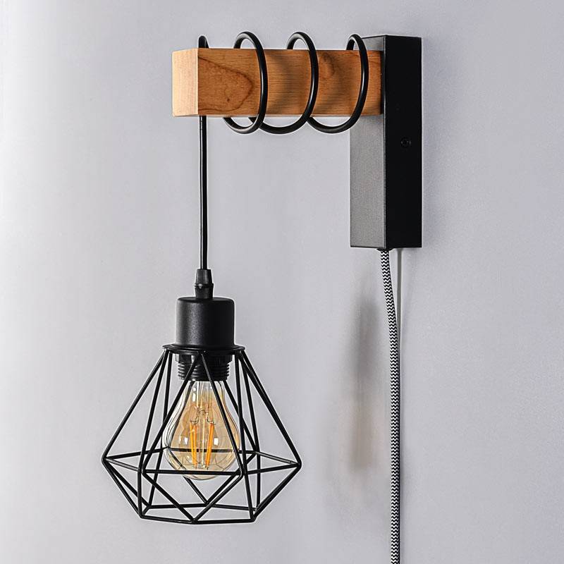 Aplique de pared jaula con cable y enchufe "RODEN"