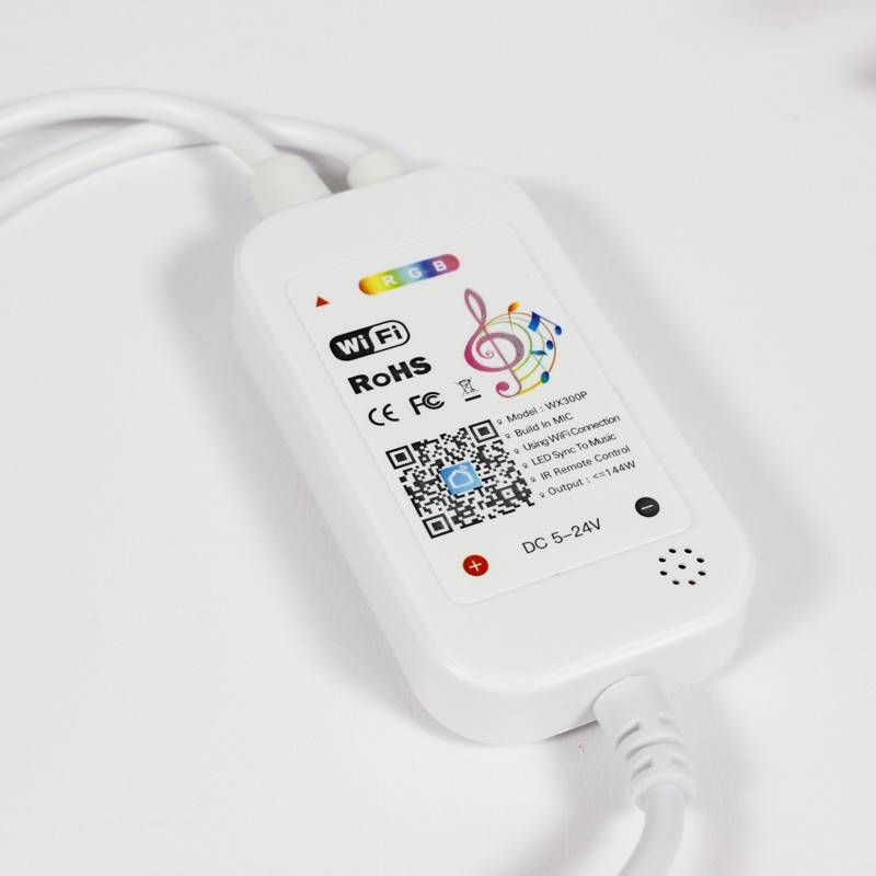 Kit tira LED musical RGB WiFi Alexa/Google Home con fuente, mando y controlador 5 metros