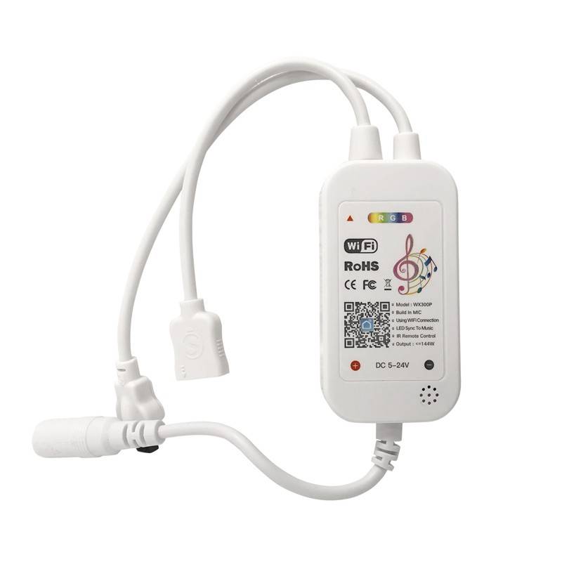 Kit tira LED musical RGB WiFi Alexa/Google Home con fuente, mando y controlador 5 metros
