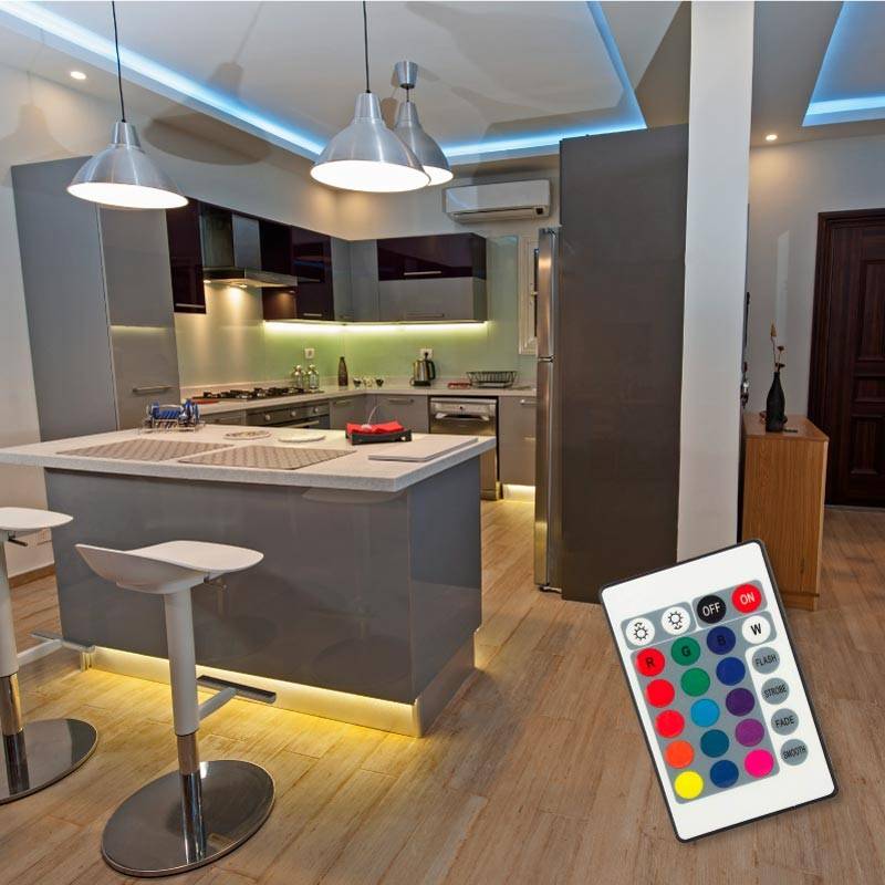 Kit tira LED RGB 5m con fuente, mando y controlador compatible 12V y 24V
