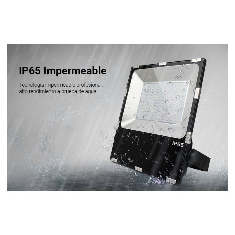 Foco proyector LED RGB+CCT 50W 4200lm - control por RF y WiFi - IP65 FUTT02