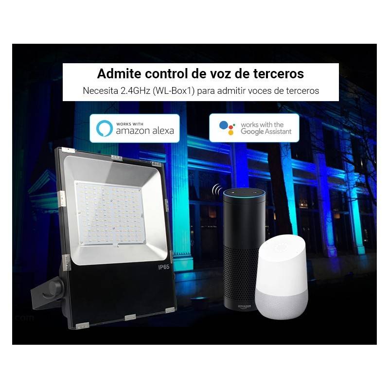 Foco proyector LED RGB+CCT 50W 4200lm - control por RF y WiFi - IP65 FUTT02