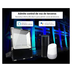 Foco proyector LED RGB+CCT 50W 4200lm - control por RF y WiFi - IP65 FUTT02