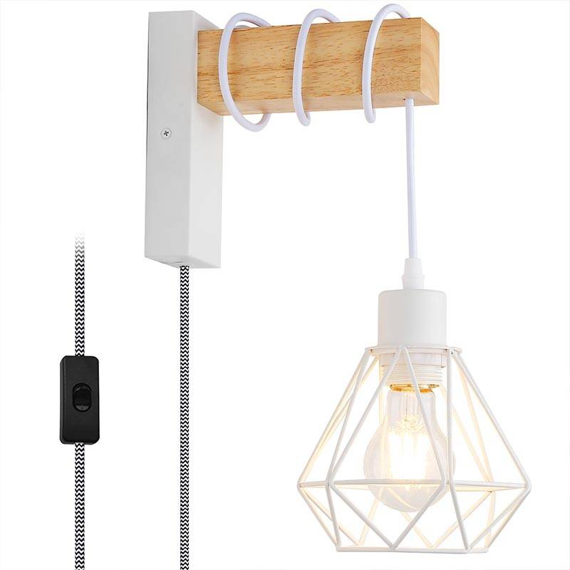 Aplique de pared jaula con cable y enchufe "RODEN"