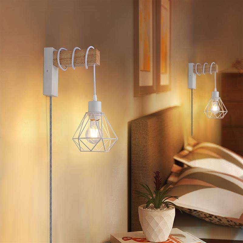 Aplique de pared jaula con cable y enchufe "RODEN"