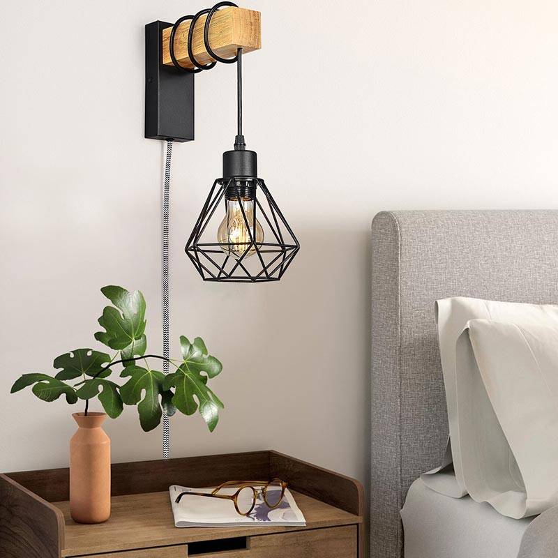 Aplique de pared jaula con cable y enchufe "RODEN"