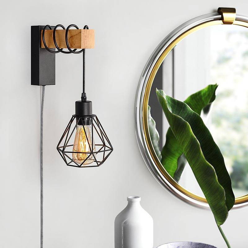 Aplique de pared jaula con cable y enchufe "RODEN"