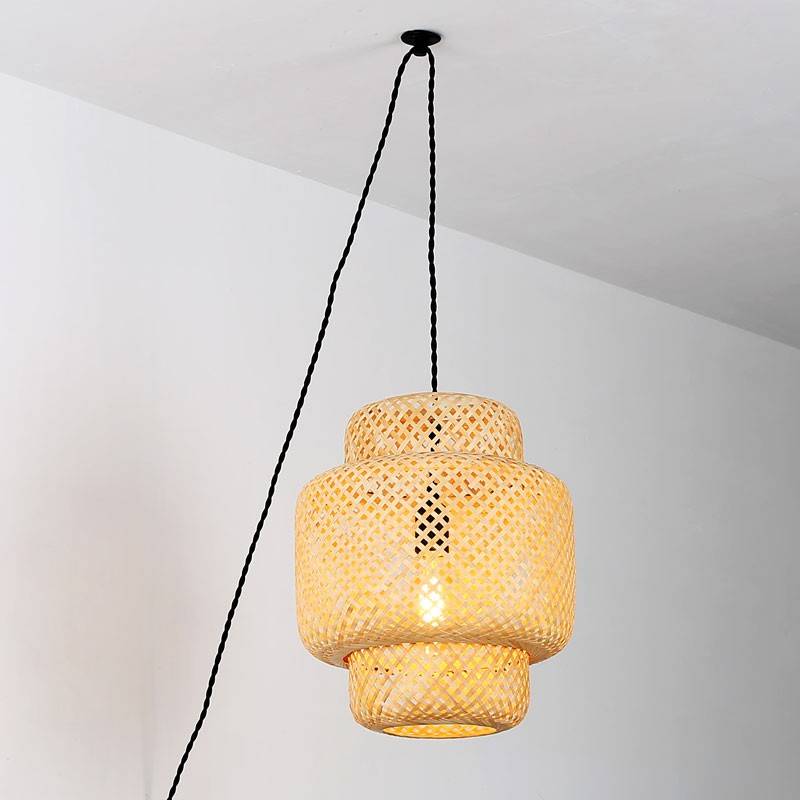Lámpara colgante de mimbre "Onna" con cable y enchufe