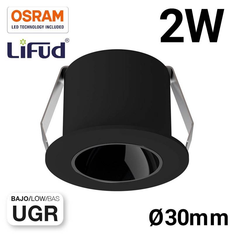 Downlight LED Mini 2W - Chip OSRAM - Bajo UGR - CRI 90 - Ø 30mm