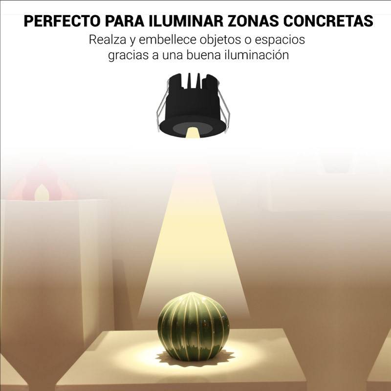 Downlight LED Mini 3W - Chip OSRAM - Bajo UGR - CRI 90 - Ø 40mm
