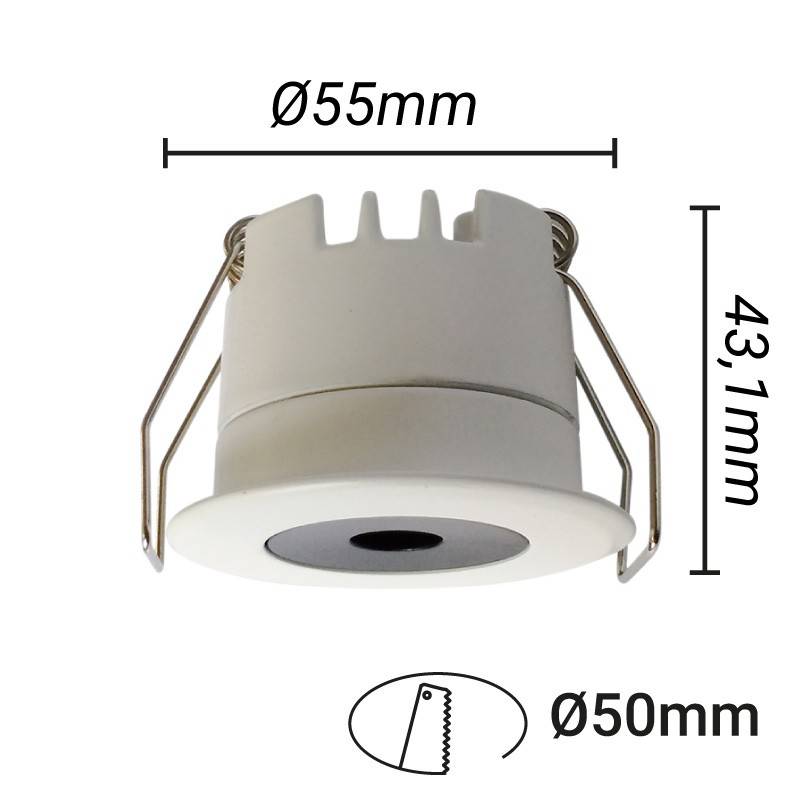 Downlight LED Mini 5W - Chip OSRAM - Bajo UGR - CRI 90 - Ø 55mm