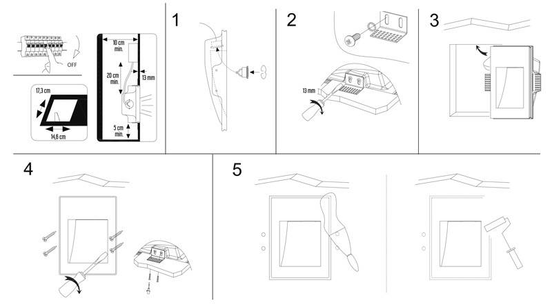 Aplique de pared empotrable de escayola "MUR" - 1W - Trimless / integración