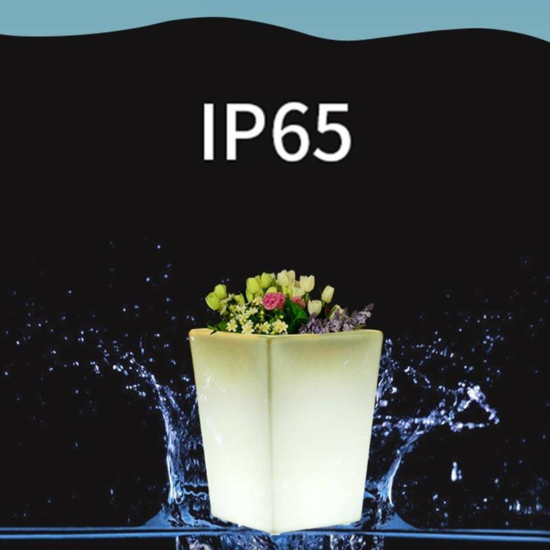 Macetero LED RGBW recargable 12W - Resina blanca - IP65 - 40x40x55cm
