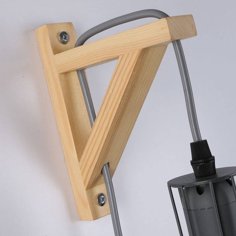Aplique de pared de madera jaula "MICA" Bombilla incluida