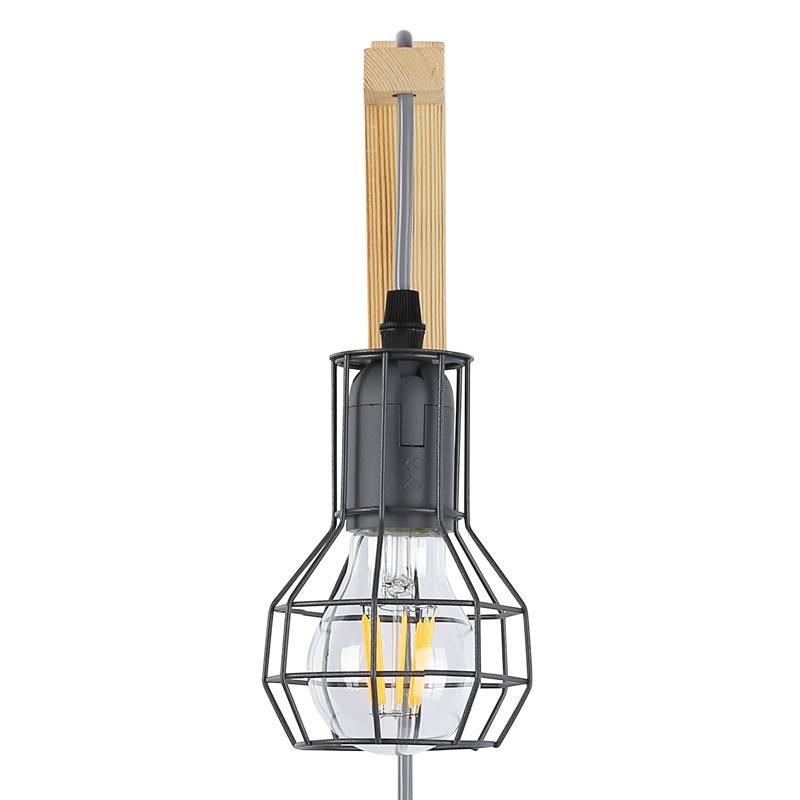 Aplique de pared de madera jaula "MICA" Bombilla incluida