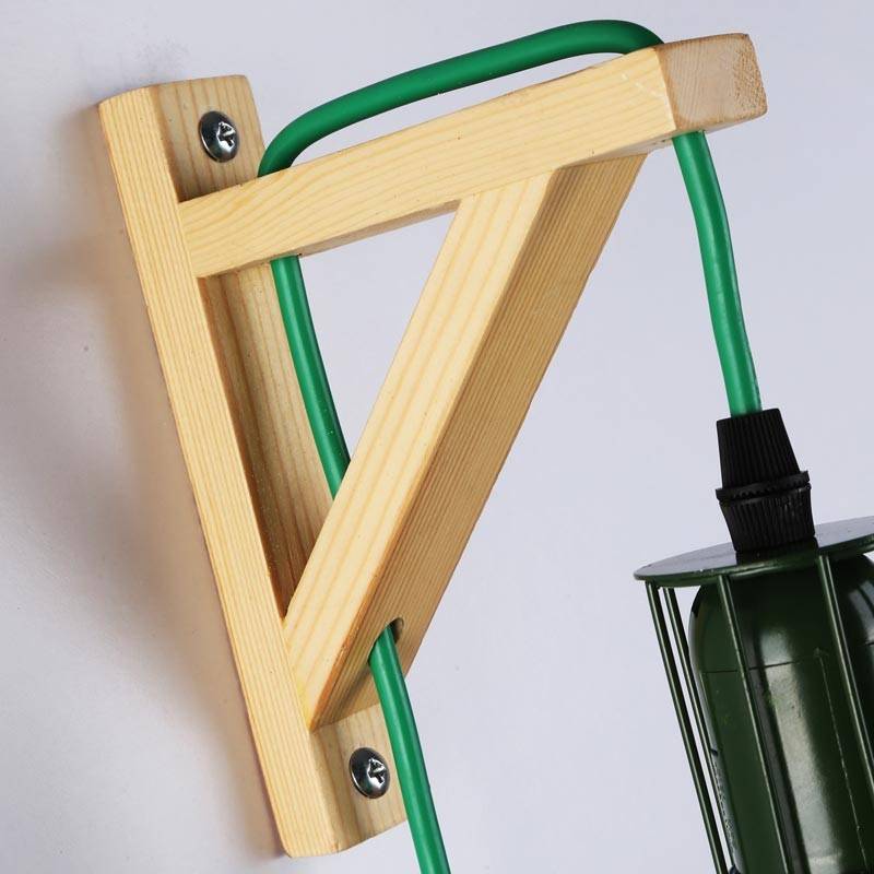 Aplique de pared de madera jaula "MICA" Bombilla incluida