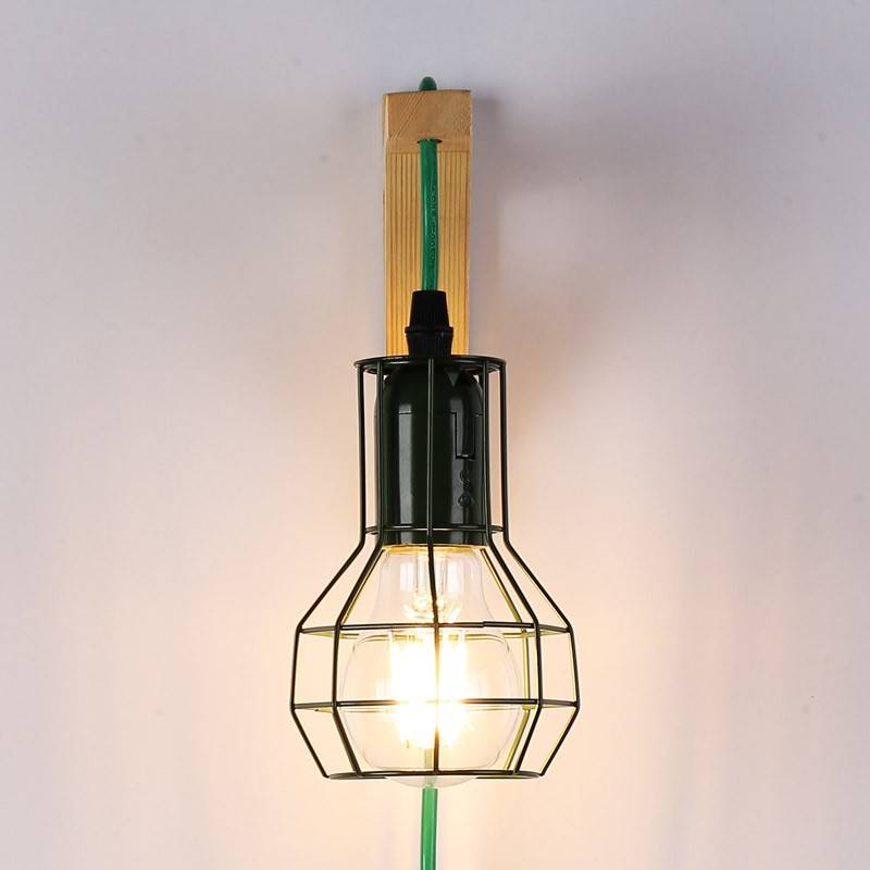 Aplique de pared de madera jaula "MICA" Bombilla incluida