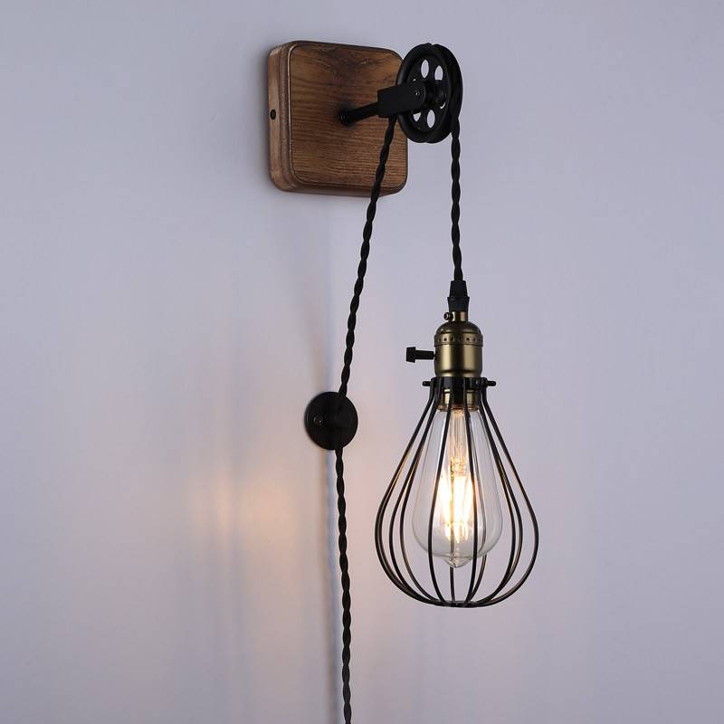 Aplique de pared colgante "PENDOL" - Con enchufe e interruptor - E27