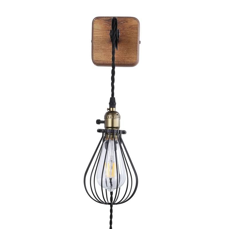 Aplique de pared colgante "PENDOL" - Con enchufe e interruptor - E27
