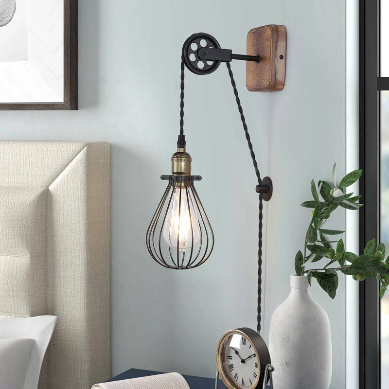 Aplique de pared colgante "PENDOL" - Con enchufe e interruptor - E27