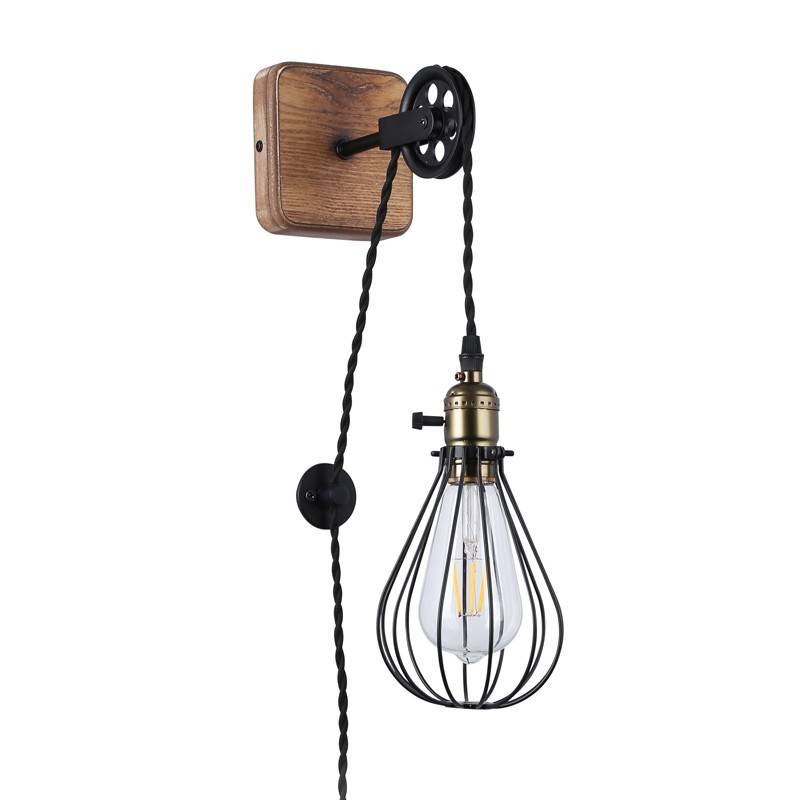 Aplique de pared colgante "PENDOL" - Con enchufe e interruptor - E27