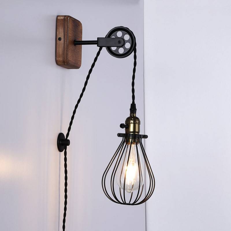 Aplique de pared colgante "PENDOL" - Con enchufe e interruptor - E27