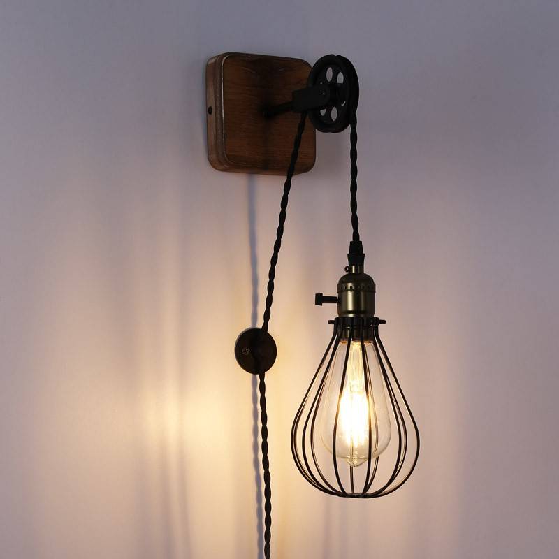 Aplique de pared colgante "PENDOL" - Con enchufe e interruptor - E27
