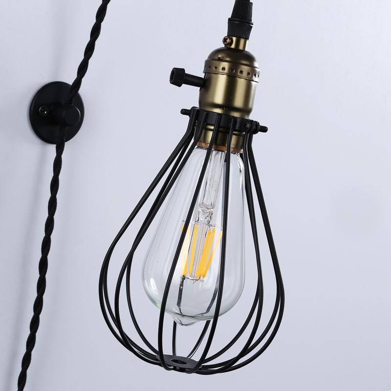 Aplique de pared colgante "PENDOL" - Con enchufe e interruptor - E27