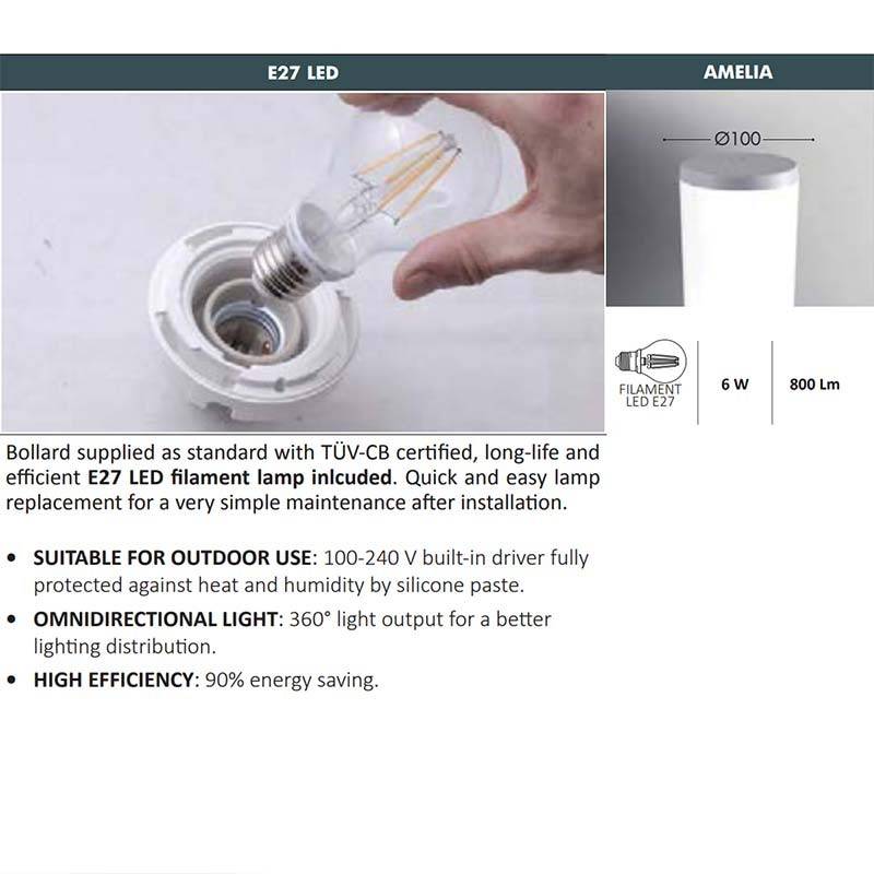 Aplique de pared LED inclinado FUMAGALLI "Amelia Wall" - E27 - IP55