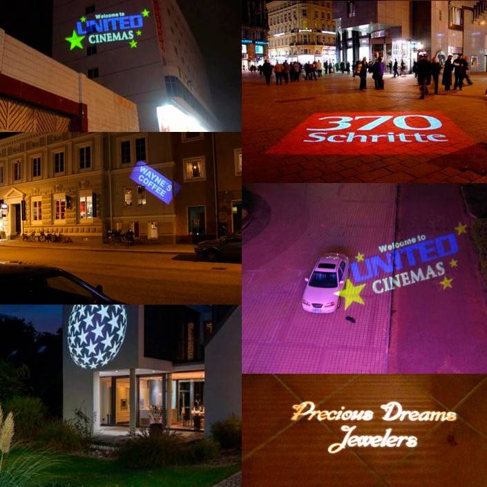 Proyector de logos LED GOBO 80W rotativo exterior - IP65