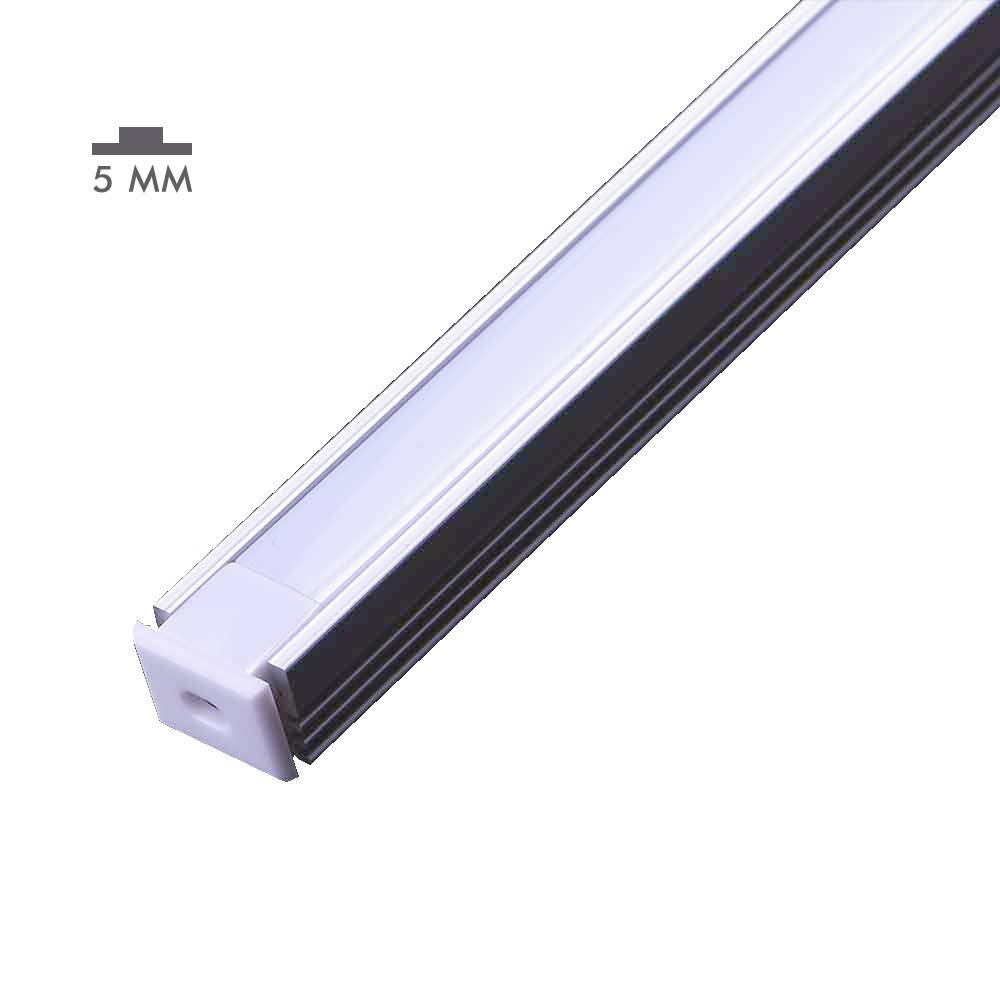 Perfil de aluminio para tira LED de 5mm superficie - 8X12mm - 2metros